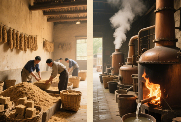 粮谷到玉液:详解白酒酿造中 “制曲、蒸馏” 的关键步骤
