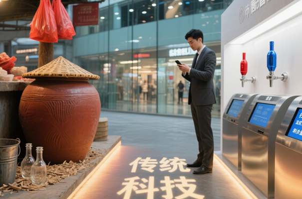 菜场酒缸与商圈智能酒头的 “对望”